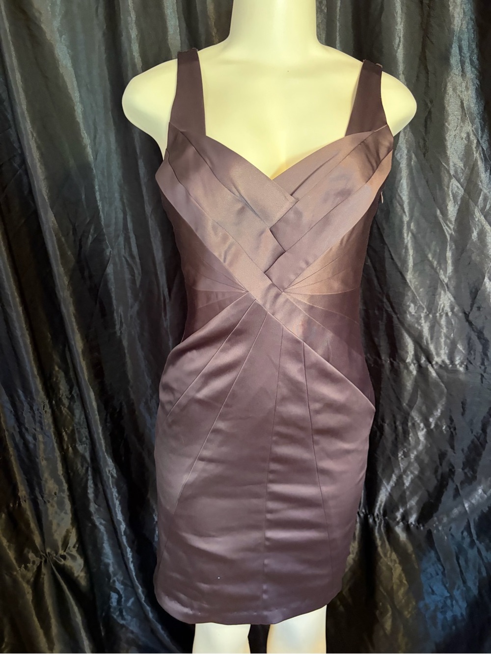Max & Cleo Brown Satin Sheath Dress